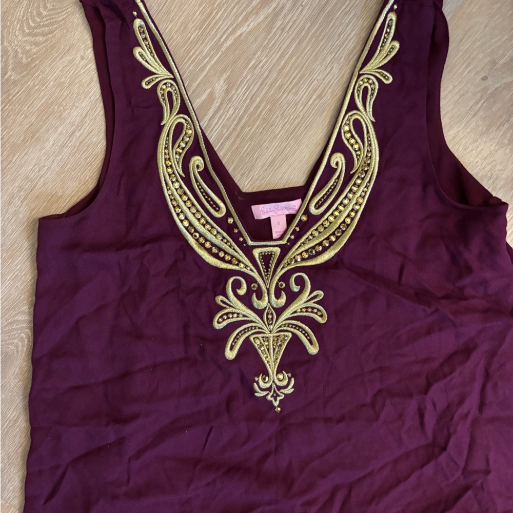 Elegant Purple and Gold Embellished Women's Top Lilly Pulitzer
